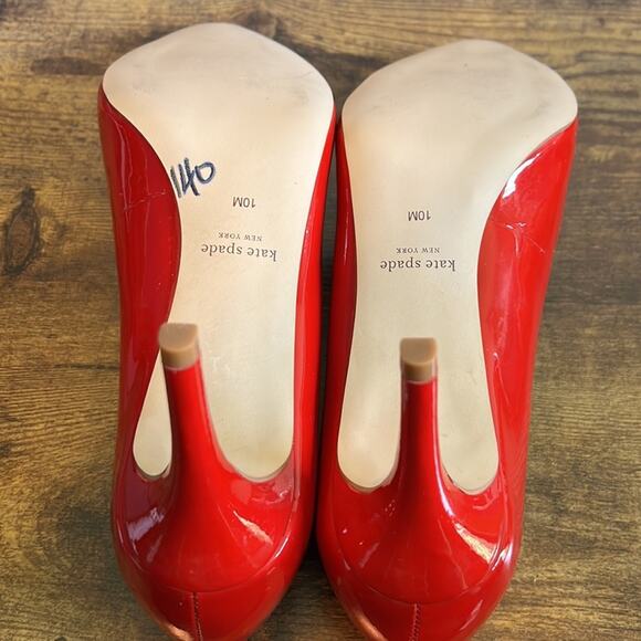 Kate Spade Red Vida Leather Pointed Toe Short Heels - Picture 12 of 14